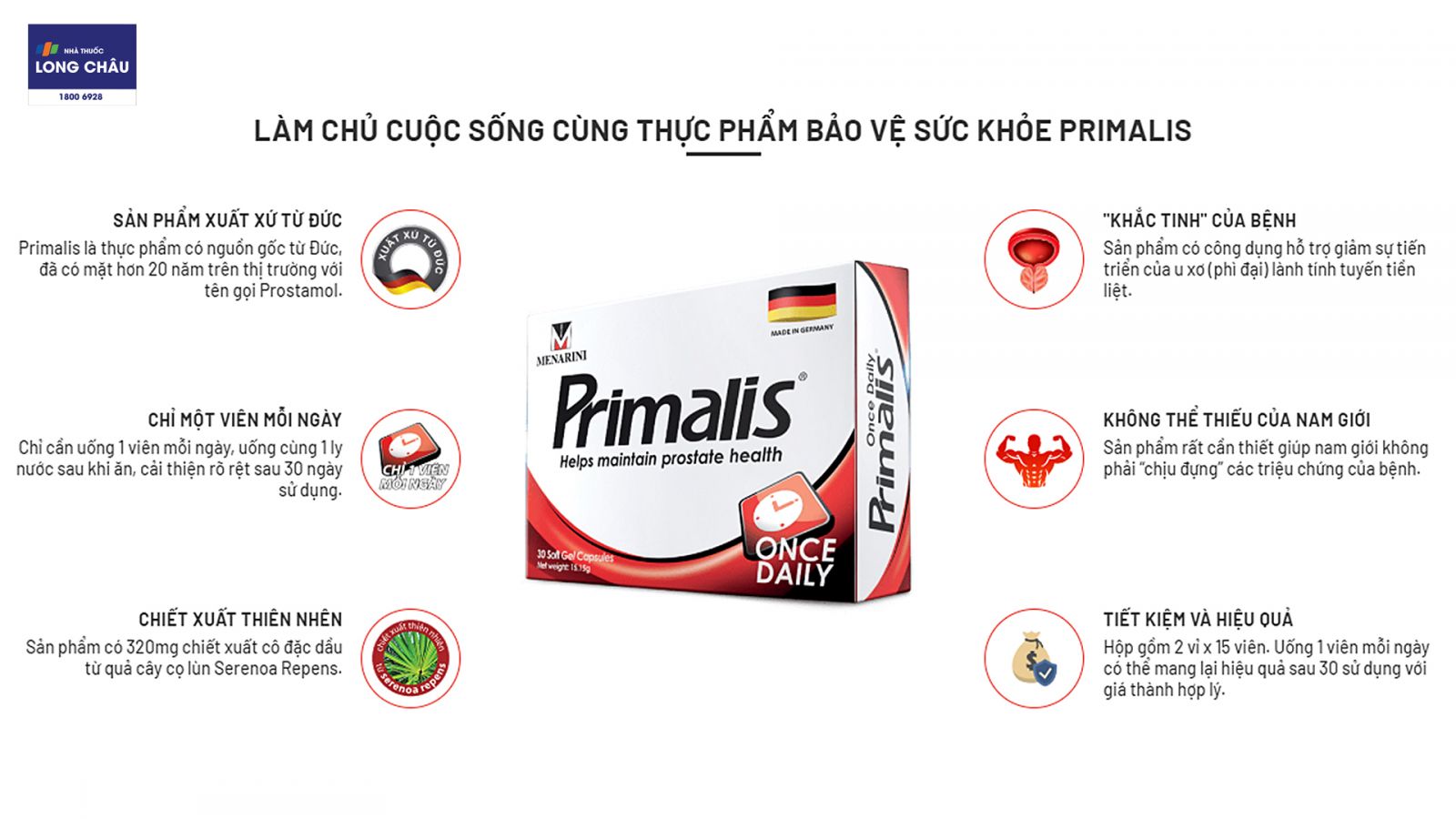 Viên Uống Duy Trì Sức Khỏe Tuyến Tiền Liệt Primalis Berlinchemie 30 Viên