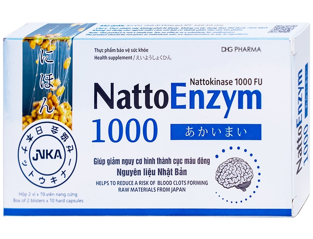 Viên uống phòng ngừa tai biến, đột quỵ NattoEnzym 1000 DHG Pharma 2X10 1